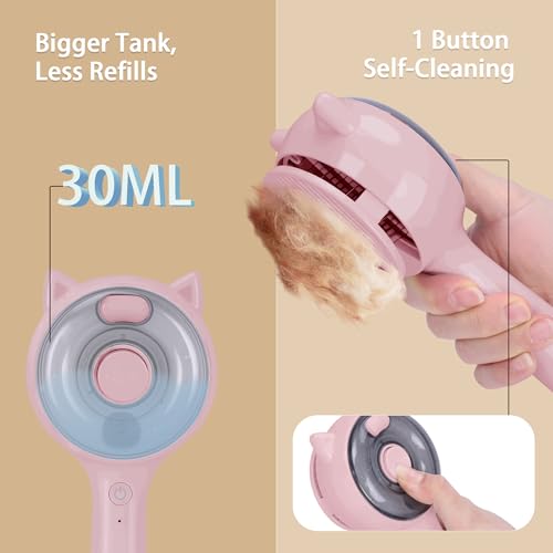 Pet Steam Brush for Cats & Dogs ，3-in-1 Pet Grooming Comb，Reduces Shedding, Soft Bristles, Promotes Healthy Coat-Comes - I...
