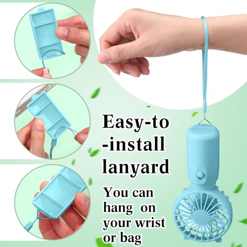 Glooglitter 8 Pcs Mini Portable Fans Bulk Handheld Battery Operated Fan with Lanyard for Makeup Eyelash, Cooling Lightweig...