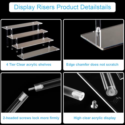 HENABLE 4 Tier Acrylic Perfume Organizer Stand, Clear Display Risers for Perfume, Cologne, Cosmetic, Skincare, Funko POP, ...