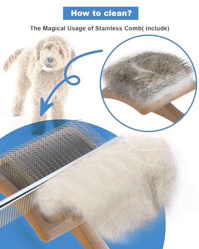 Petqueen Dog Slicker Brush for Large Dogs, Professional Doodles Brush for Poodles, Goldendoodles and Labradoodles - Easy t...