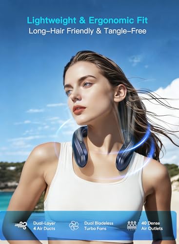 Staholz Neck Air Conditioner Portable, 360° Upward & Downward Back Airflow, Large Cooling Plate & NTC Control, 6000mAh Bla...