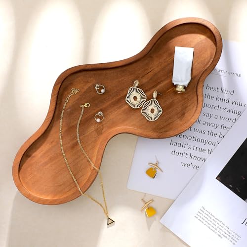 Uiifan Wood Cloud Perfume Tray Irregular Jewelry Decorative Tray for Women Trinket Dish Ring Holder Dish Room Aesthetic De...