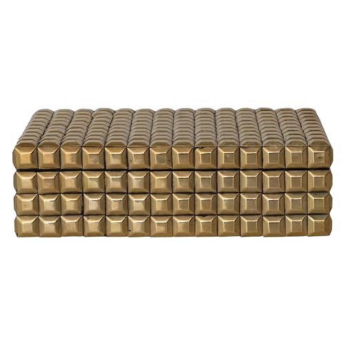 Bloomingville Reclaimed Wood Decorative Box with Brass Accents, Gold