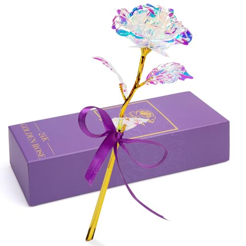 JOHOUSE Artificial Galaxy Rose Flower Gifts for Mothers Day Mom Gifts, Galaxy Eternity Rose Glass Forever Flowers for Mom ...