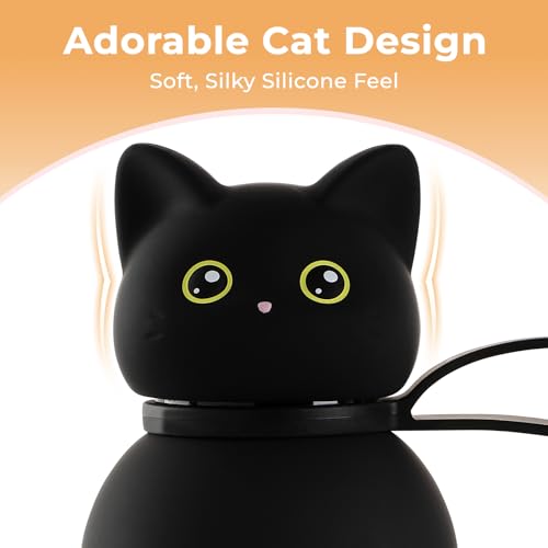 Vacuum Insulated Stainless Steel Water Bottle, Cute Cat Lid Tumbler for Cold & Hot, Coffee Travel Mug, Leakproof, Gifts, B...