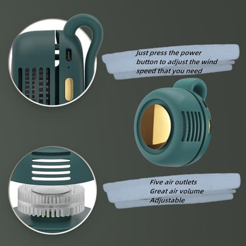 Portable Silent Mini Bladeless Fan Clip On, 2026 New Adjustable 3 Speeds Suspended Waist Fans for Shirt, Mini Fan With Cli...