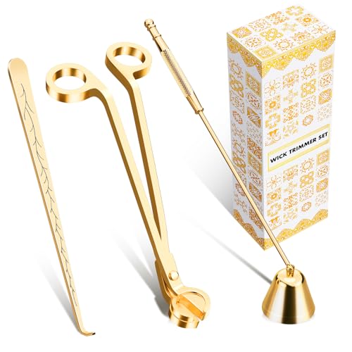 calary Candle Wick Trimmer, Candle Snuffer and Wick Dipper & Candle Accessory Set, 3 in 1 Candle Care Kit for Candle Lover...