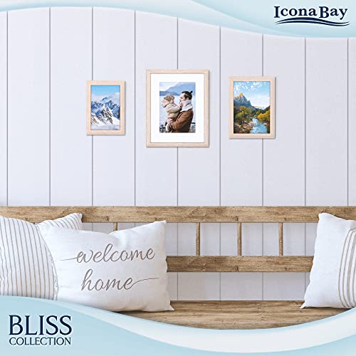 Icona Bay - 8x10 Light Oak Picture Frame with Removable Mat for 5x7 Photo - Modern Style Engineered Wood Frame - Table Top...