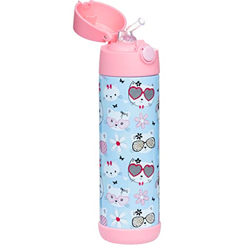 Snug Insulated Kids Water Bottle with Straw & Spout – Double-Wall Stainless Steel, Leakproof, Easy-Flip Lid – For School, ...