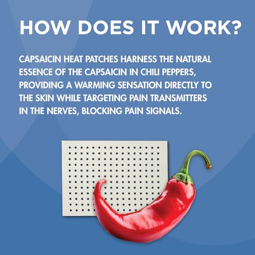 HealthWise Targeted Warming Capsaicin Heat Patch | Back & Large Areas | 20-Count | 5.25” x 7” | Topical Analgesic | Soothe...