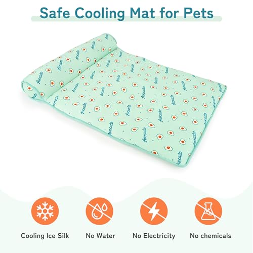 PUMYPOREITY Cooling Dog Bed, Pet Cooling Mat with Pillow, Ice Silk Cooling Dog Blanket, Self Cooling Pad for Cat,Dog, Wash...