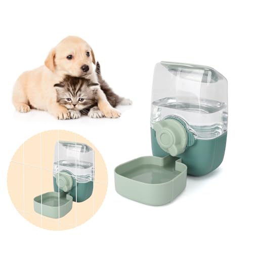 Automatic Replenish Pet Waterer, 1L Capacity Auto Siphon Gravity Cage Hanging Water Dispenser Set for Dog and Cat Small An...