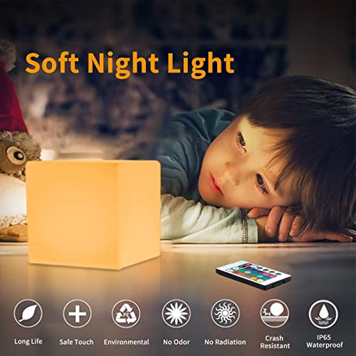 Borelor LED Cube Light, 4-Inch Rechargeable & Remote Control Mood Lamp, 16 Color Changing Glowing Night Light, Dimmable De...