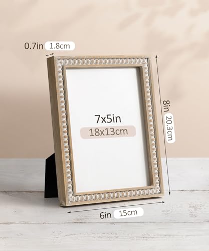 SUMGAR 5x7 Picture Frames 7x5 Photo Frame White Wood Farmhouse Boho Wall Mounted Shabby Chic Display for Desk Birthday Fri...