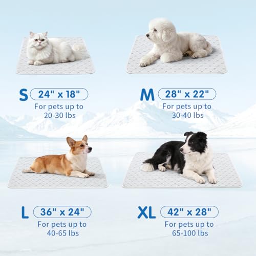 KMIRTNE Dog Cooling Mat - Instant 6-12°F Drop, Cooling Mat for Pets Q-MAX >0.5 & Machine Washable, Anti-Slip Bottom, Cool ...