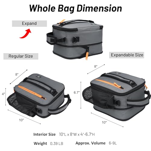 MIER Expandable Lunch Bag Insulated Lunch Box for Men to Work Travel Portable Lunchbox Bags with Shoulder Strap and Water ...