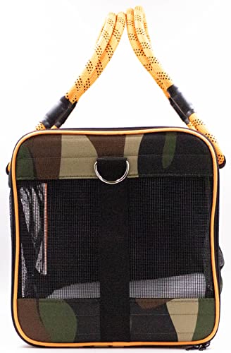 Buddy's Best Airline Approved Pet Carrier – Army Camo & Orange for Dog or Cat, Fits Under Seat, TSA Compliant, Ventilated ...
