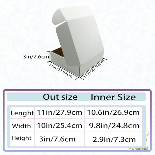 11x9.6x3 Inches White Shipping Boxes Set of 25，Cardboard Boxes Recyclable Corrugated Boxes Mailers for Small Business, Tra...