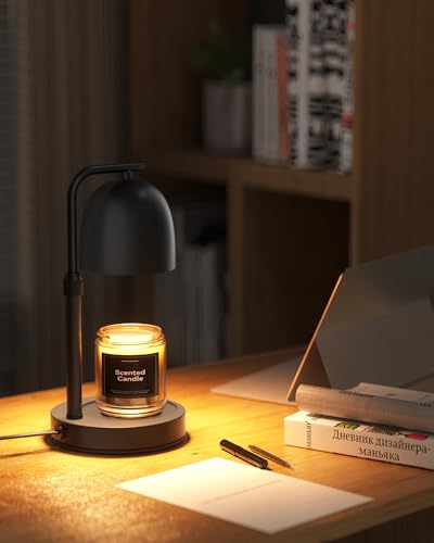 LISUNAR Candle Warmer Lamp with Timer Dimmable, Adjustable Height Black Candle Warmer for Jar Candles, Birthday Gifts for ...