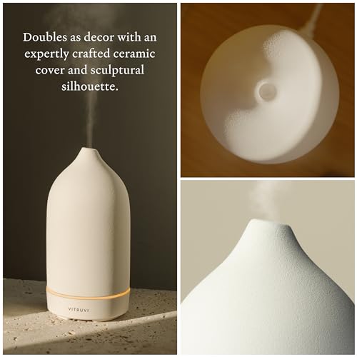 Vitruvi Stone Diffuser, Ceramic Ultrasonic Essential Oil Diffuser for Aromatherapy | Ceramic Diffuser, Diffusers for Home,...