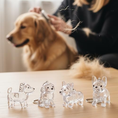 KH866 4PCS Dog Hair Collector Keychain, Fur Keepsake Bottle Charm Dog Shape Pet Memorial Storage Box, Collection Capsule A...