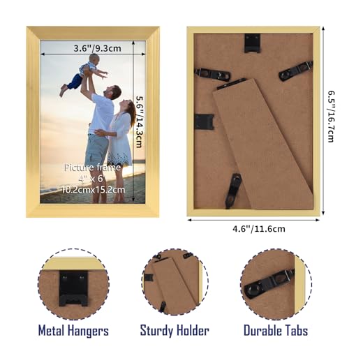 Hoikwo 18 Packs 4x6 Gold Multi Plastic Picture Frames Set with Plastic Cover for Family Photos, Artwork, Light Weight Bulk...