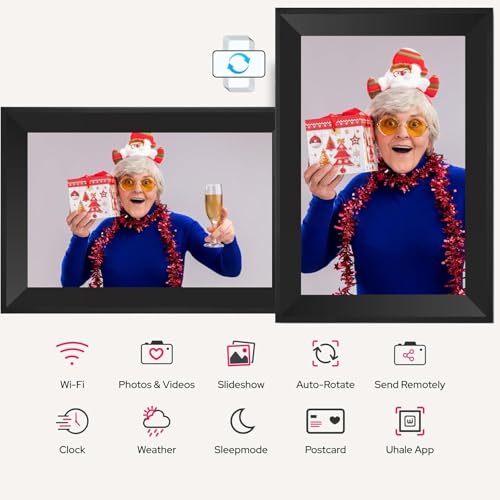 Uhale Digital Picture Frame 10.1 inch IPS Touch Screen Digital Photo Frame WiFi Enabled丨Wall Mountable丨Auto-Rotate Send Be...