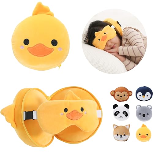 ecoZen Lifestyle Travel Neck Pillow with Eye Mask - Kids Travel Pillow for Sleeping - Toddler Travel Essential and Travel ...