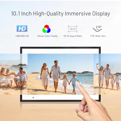 AEEZO Digital Picture Frame, 10.1 Inch Digital Photo Frame with 1280 * 800 HD IPS Touch Screen, Smart Digital Frame Built-...