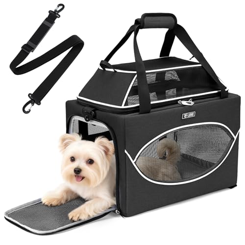 Lekereise Top-Expandable Pet Carrier 18x11x11Inch Delta American United Airline Approved Underseat to 15lbs Stable Car Tra...