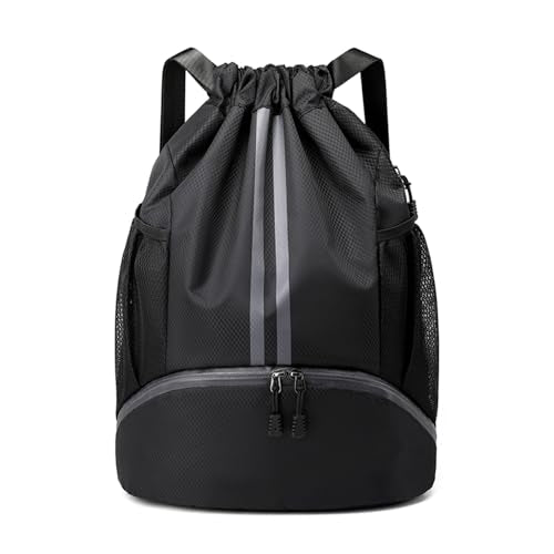 JELUTAR Drawstring Backpack Gym Bag with Shoes Compartment for Soccer, Basketball, Swim, Water-Resistant String Backpack B...