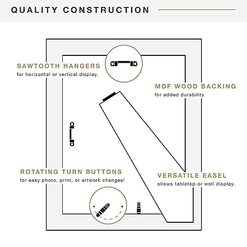 MCS Studio Gallery Classic 8.5x11 Picture Frame Black Woodgrain, Vertical & Horizontal Wall Hanging Large Picture Frame fo...