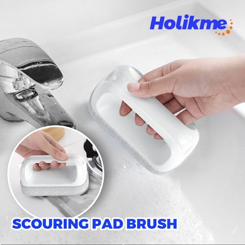 Holikme Cleaning Brush Set, Scouring Pad for Cleaning, Groove Gap Brushes for Pot, Pan, Kitchen Sink, Wire Brushes (Brown)