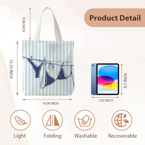 Likjad Striped Canvas Bag, Floral Tote Bag, Striped Items for Women and the Best Choice for Those Who Love Stripes