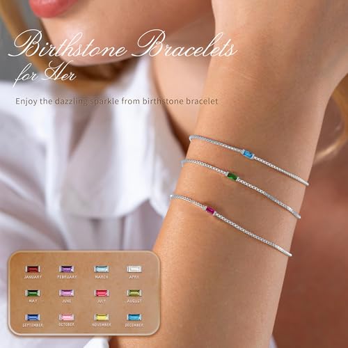 JSJOY Mothers Day Gifts Birthstone Bracelets for Women Gold Dainty Link Bracelet Birthstone Jewelry Birthday Gifts for Her...