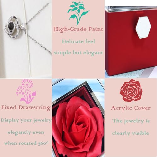 JYCMMFC Romantic Gifts for Her Rose Ring Box Jewelry Box Artificial Flowers Eternal Rose Box Anniversary Wedding Valentin...