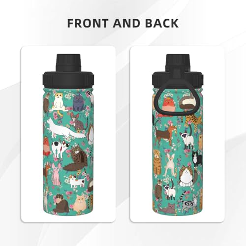 Cat Gifts Cat Water Bottle 18 Oz Stainless Steel Stainless Steel Vacuum Insulated Bottle Leak Proof Cup For Hot Or Cold Dr...