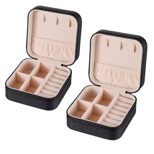 KYHYFJMD Travel Jewelry Case 2 Pack Mini Travel jewelry Box Portable Organizer Women Girls Gift Box for Rings Earrings Nec...