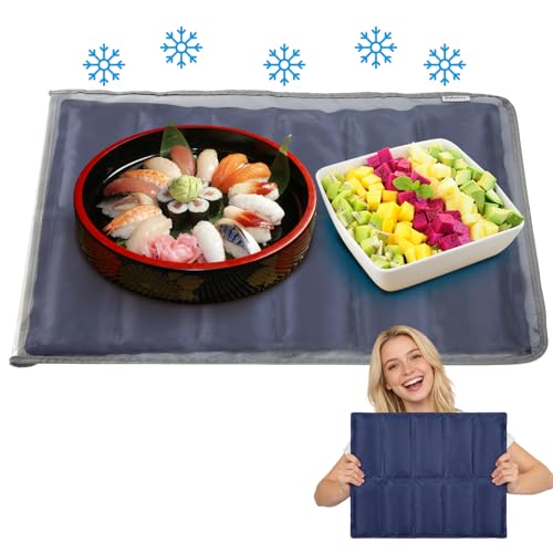 Babeezy Party Mat Chiller,Foldable Reusable Ice Pack Mat with Sleeve Bag 12 Large Cells (2×6) Tray Chiller for Charcuteri...