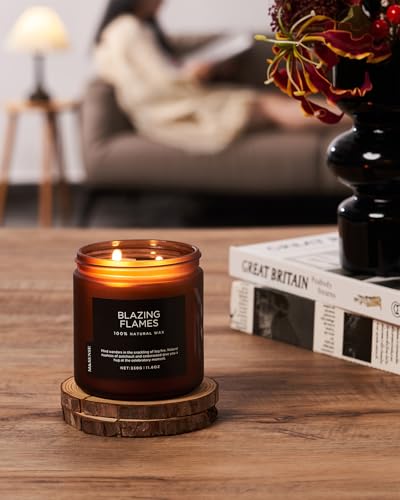 M&SENSE Blazing Flame Warm Winter Scented Candles, 11.6oz 70 Hours Long Lasting Candle for Home Decor Housewarming Gift, 2...