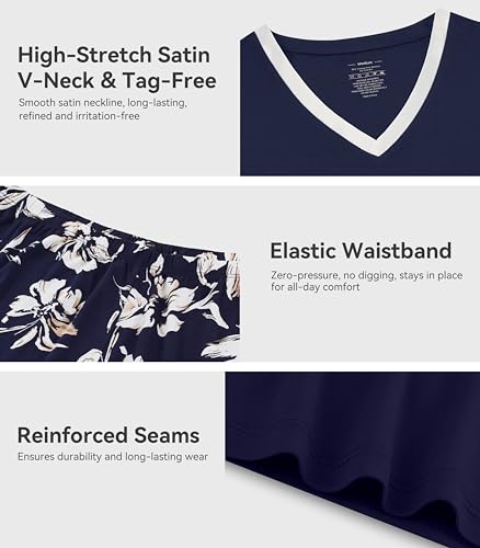WiWi Viscose from Bamboo Pajamas Set for Women Super Soft Short Sleeve Cooling Summer Plus Size Pjs Sets Sleepwear S-4X