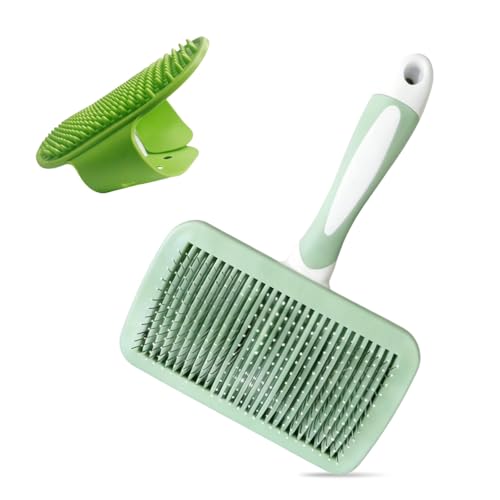 2PCS Self-Cleaning Deshedding Dog & Cat Brush – Skin-Friendly Dog Brush For Shedding Grooming Tool for Dogs, Cats & Puppie...
