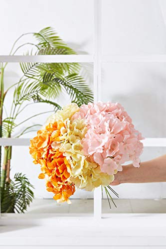 KISLOHUM 10Pcs Artificial Hydrangea Flowers Blush Heads Fake Hydrangea Silk Flowers for Wedding Centerpieces Bouquets DIY ...