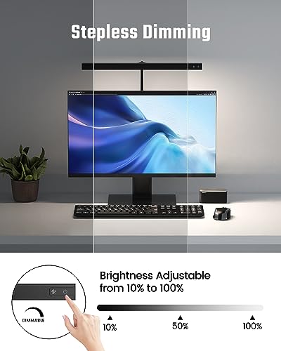 SUPERDANNY LED Desk Lamp for Office Home, Eye-Caring Desk Light with Adjustable Gooseneck, 12W Touch Control Dimmable Brig...