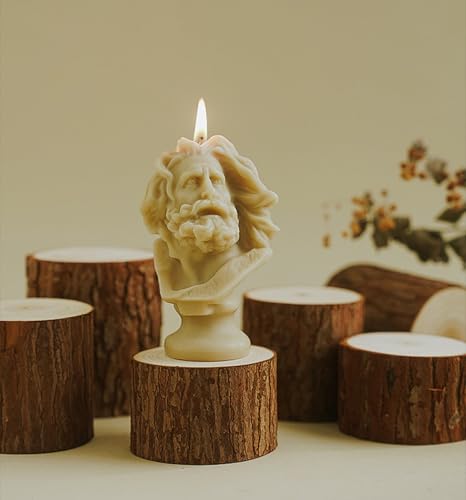 Muse Bust Statue Scented Candle,100G Greek Aesthetic Soy Wax Aroma Candle for Table Photo Prop,Matte Tea Color,Smokeless F...