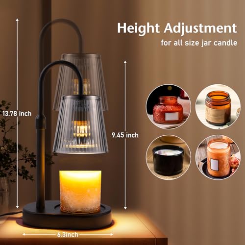 Candle Warmer Lamp with Timer Electric - Wickless Warming Light Height Adjustable Dimmable No Flame Heat Warm Melt Wax Sce...