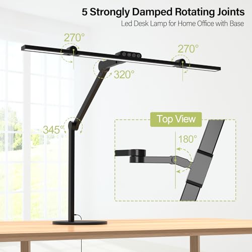 Micomlan Architect Desk Lamp with Atmosphere Lighting, Adjustable Led Desk Light for Home Office with Base, 24W Bright Aut...