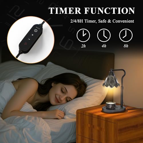 WYghyronic Candle Warmer Lamp with Adjustable Height - Flameless 4-Level Dimmable Wax Warmer, Timer Function & Stylish Des...