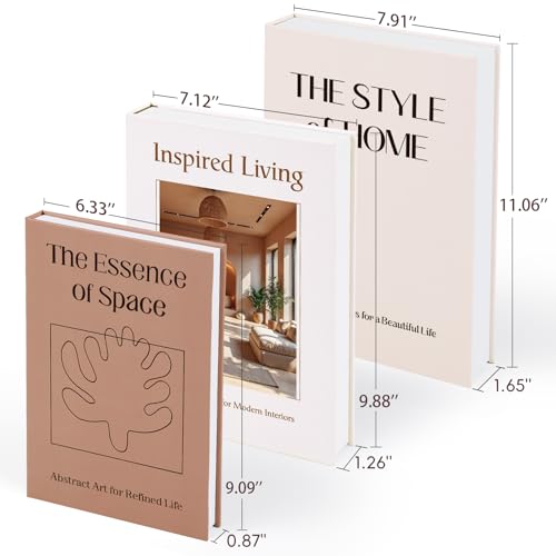 XKDOUS Set of 3 Aesthetic Decorative Books for Home Decor Coffee Table Books Hollow Keepsake Photo Storage Boxes Modern Sh...