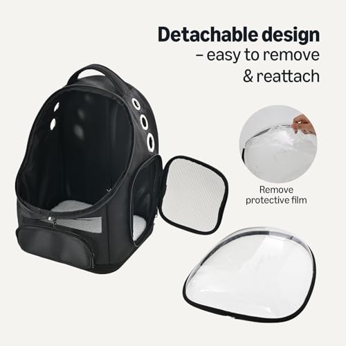 Amazon Basics Pet Carrier Backpack for Small Cats & Dogs, Collapsible Travel Carrier with Bubble Window & Breathable Mesh,...